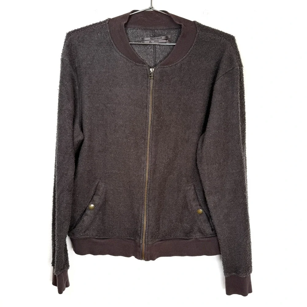ROBERT GELLER Men's Small Brown Textured Bomber Jacket Size S